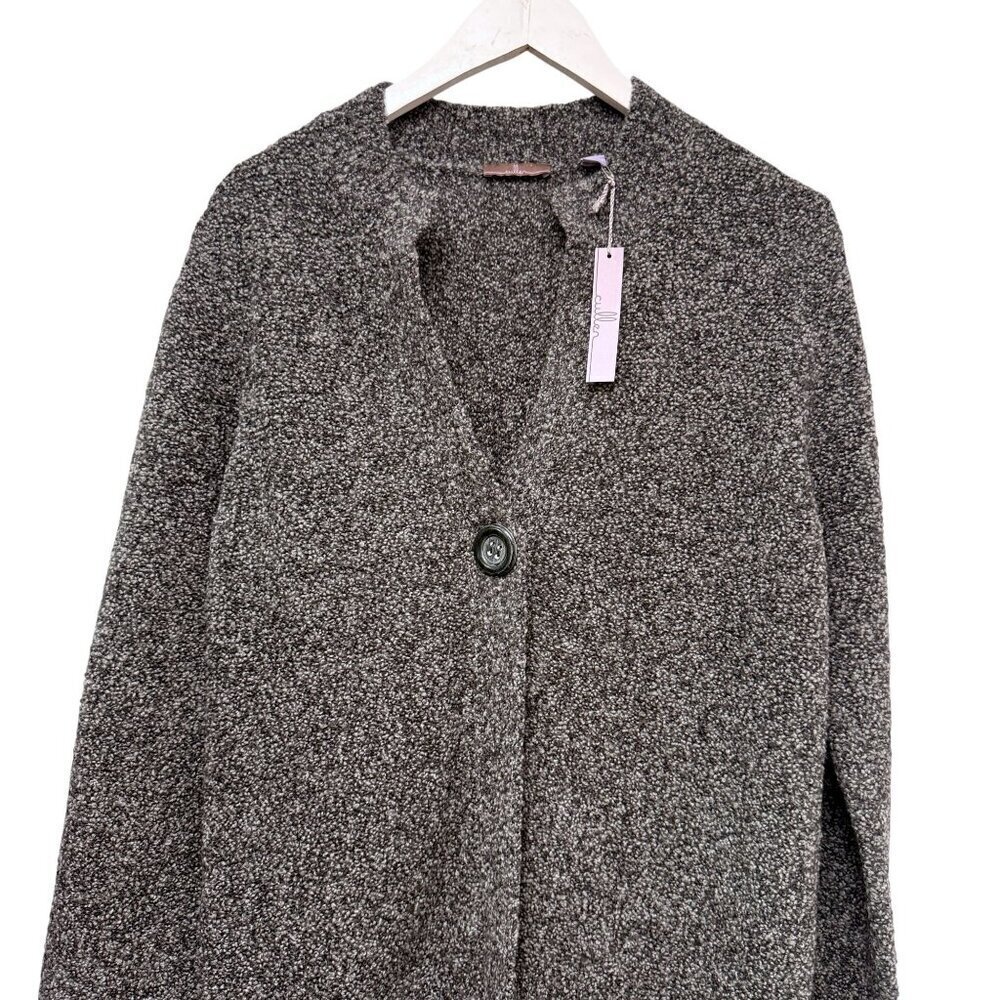 Wool Cashmere Blend Cardigan Medium Womens Cullen Sweater Gray Boucle NWT